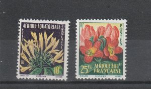 French Equatorial Africa  Scott#  200-201  MH  (1958 Flowers)