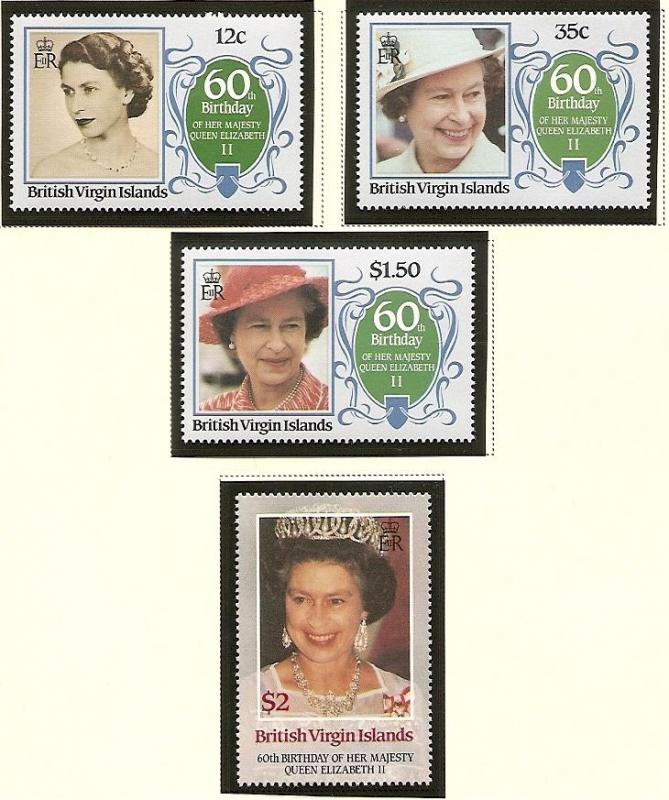 British Virgin islands 1986 QEII birthday  set  MNH S.C. 532-535