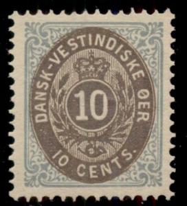 DANISH WEST INDIES #10 (10f) 10¢ bicolor, pr VI, unused no gum,  PF cert Gr90XF