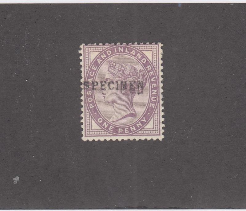 GB SG 172s VF-MLH 1d LILAC WITH SPECIMEN O/PRINT CAT VALUE £50