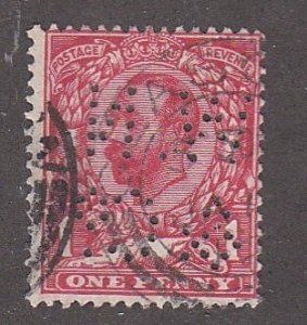 Great Britain # 152, King George V, Perfin Stamp, used