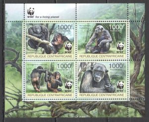 Nw0453 2012 Central Africa Wwf Monkeys Primates Animals #3682-3685 Kb Mnh