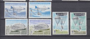 J48722 J LStamps 1960 belgium set mnh #b663-8 airplanes parachutes