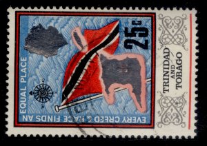 TRINIDAD & TOBAGO QEII SG348a, 25c scarlet, black/blue, FINE USED. GLAZED PAPER