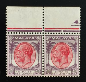 Malaya Straits Settlements 1936 KGV 40c Top Margin MH SG#270 M1875