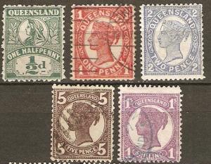 Queensland 5 Different Used F/VF 1908 SCV $30.90