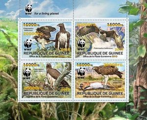 Guinea - 2019 Birds of Prey WWF Ovpt - 4 Stamp Sheet - GU190122a2