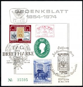 1974 Austria Commemorative Sheet Vienna '75 Association Of A...