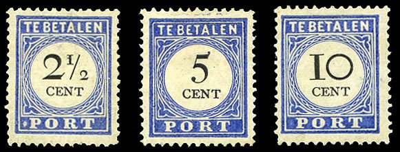 Netherlands Colonies #J16a, 19a, 22az (NVPH P16a/22a) Cat€74, 1894-95 2 1/2...