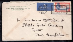 Bahamas 1937 Airmail cover to NH franked 8p George V Flamingos, Scott 96