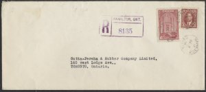 1938 Registered Cover, Hamilton ONT to Toronto #233 +#241