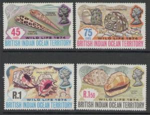 BRITISH INDIAN OCEAN TERR SG58/61 1974 WILDLIFE MNH