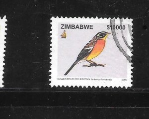 ZIMBABWE SC# 979 2005 $10000 BIRD  DEFINITIVE POSTALLY USED XF RECENT  STAMP