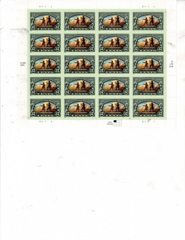 Lewis & Clark Lousiana Purchase 37c US Postage Sheet #3854 VF MNH