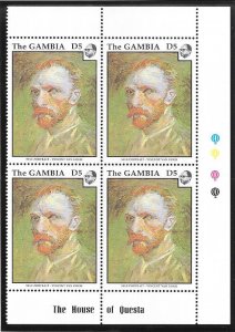 Gambia #1152   5d  Paintings  Margin Block of 4 (MNH) CV8.00