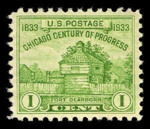 United States; #728 Fort Dearborn 1c 19323; Mint Never hinged MNH Nice