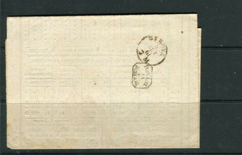 ITALY; SARDINIA 1861 classic Jounral WRAPPER/COVER Torino - Genova