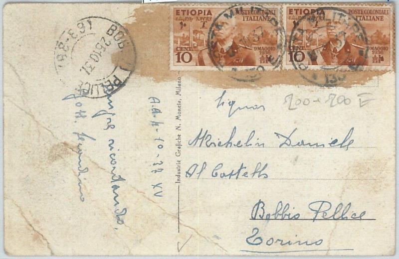 71616 - ITALIA COLONIE: Etiopia - CARTOLINA annullo POSTA MILITARE N. 130 E 1937