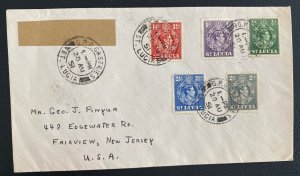 1951 St Lucia cover to Fairview NJ Usa Long George VI Stamps