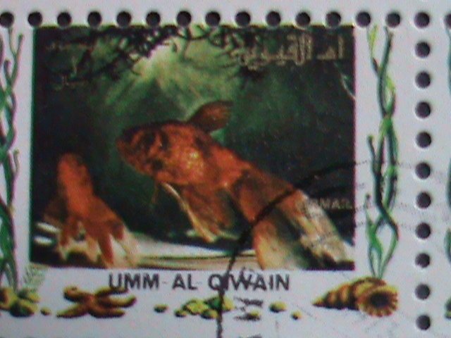 ​UMM AL QIWAIN-1973 LOVELY TROPICAL FISHES-CTO MINI SHEET VERY FINE
