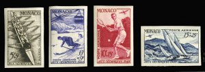 Monaco #CB7-10 (YT PA32-35) Cat€135+ (for hinged), 1948 Olympics, imperf. s...