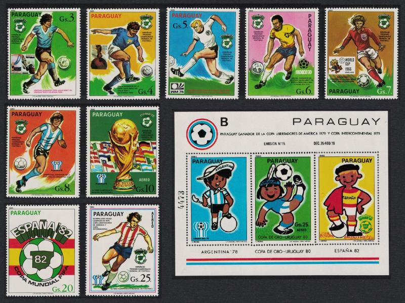 Paraguay World Cup Football Championship Spain 9v+MS COMPLETE RAR SC#1978-1981