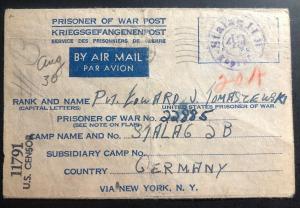 1944 Chicago Usa Cover To US Pow Prisoner Of War Stalag 2B Germany Tomaszewski