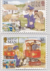 Isle of Man # 608-613, Postman Pat & His Cat, Maxi Cards with First Day Cancels