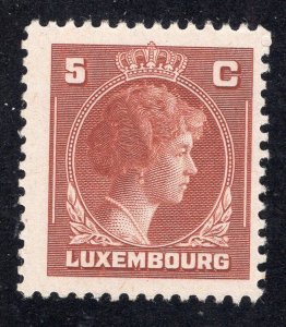 Luxembourg 1944 5c brown red Charlotte, Scott 218 MNH, value = 25c