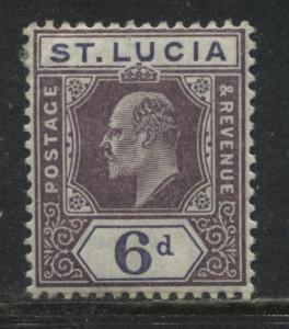 St. Lucia KEVII 1904 6d on chalky paper mint o.g.