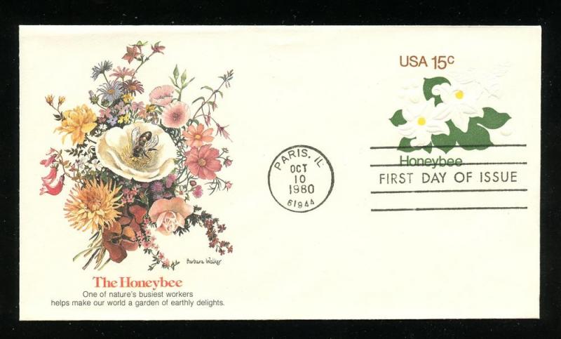US U599 UA 15 cent Envelope Honeybee, Fleetwood