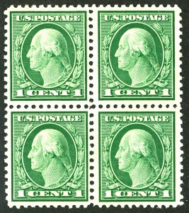 U.S. #498 MINT BLOCK OF 4 OG NH