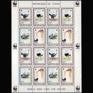 CHAD 1996 - Scott# 693A Sheet-WWF Ostriches NH