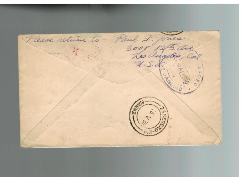 1930 Seville Spain Graf Zeppelin Mail First South America Flight Cover USA LZ127