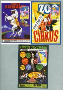 Sweden. 1987 Maximum Card. 3 Different Compl. Set. Circus . Engraver: Cz.Slania