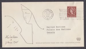 GREAT BRITAIN - 1960 WORLD REFUGEE YEAR SOUVENIR COVER TO UNITED NATIONS GENEVA