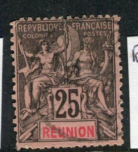 FRENCH COLONIES; REUNION 1890s classic Tablet type issue used 25c. value