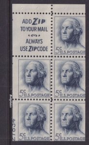 BOBPLATES #1213a Washington Booklet Slogan 3 Lower Left 27834 50% MNH DCV=$50