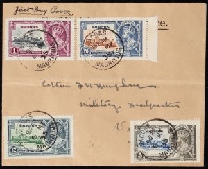 MAURITIUS 1935 First Day cover franked KGV Silver Jubilee set 5c-1R.