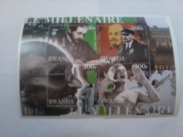 RWANDA SHEET FAMOUS PEOPLE GANDHI DISNEY LENNIN TARZAN