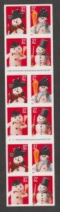 U.S. Scott Scott #3687b Snowman Stamp - Mint NH Booklet Pane - Plate S2222