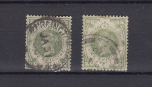 GB QV 1897 1/- (2) Green SG211 Fine Used BP4641 