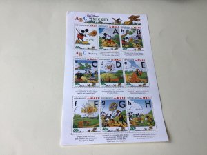 Republic Du Mali Walt Disney Mickey ABC mint never hinged stamps sheet Ref 55152