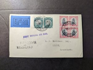 1934 South Africa Airmail First Flight Cover FFC Capetown to Limbe Nyasaland