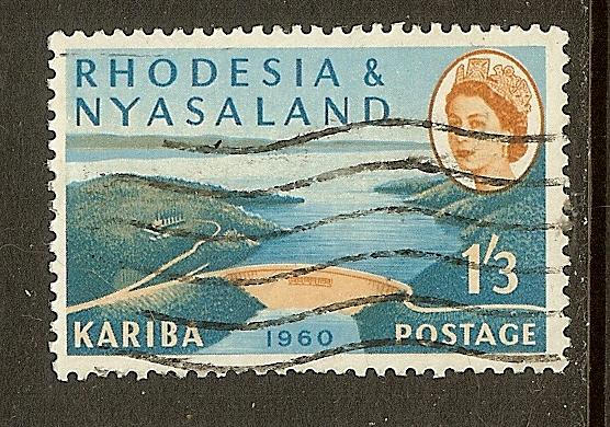 Rhodesia & Nyasaland, Scott #175, 1sh3p QEII and View, Used