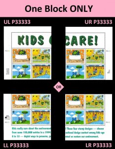 US 2951-2954 2954a Kids Care 32c plate block 4 P33333 MNH 1995