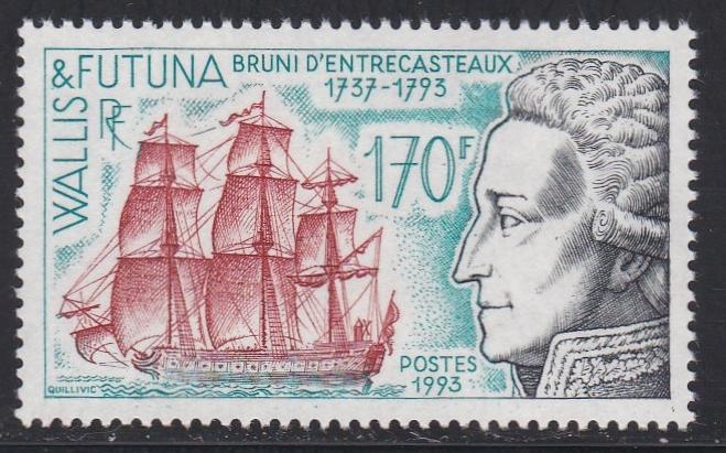 Wallis & Futuna # 447, Admiral Antoine d'Entrecasteaux, NH, 1/2 Cat.