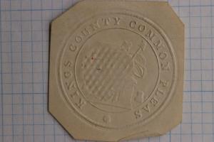 King's Country Common Pleas embossed insignia seal cut square envelope