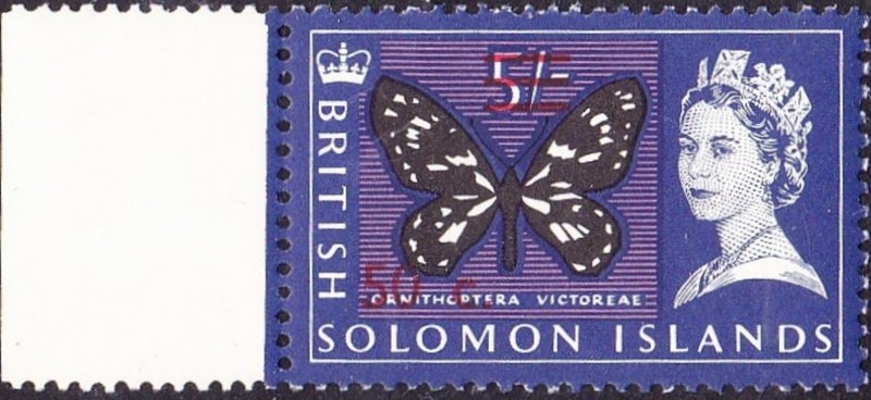 BRITISH SOLOMON IS 1966 QEII 50c on 5/- Black, Ultramarine & Violet SG150B MNH