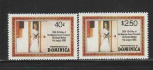 DOMINICA #676-677 1980 QUEEN MOTHER 80TH. BIRTHDAY MINT VF NH O.G